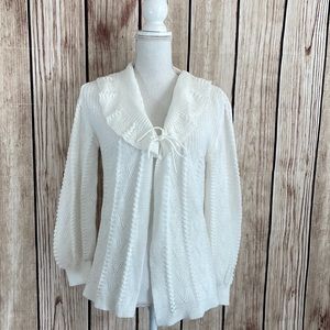 Chance Encounters White Vintage Knit Sweater Pierrot Collar Medium